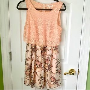 Summer Pink Floral Lace Dress